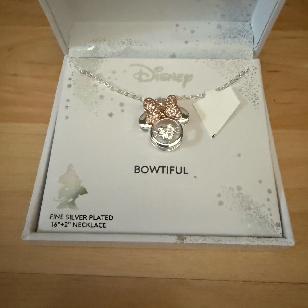 Disney Bowtiful Silver and Rose Gold Necklace